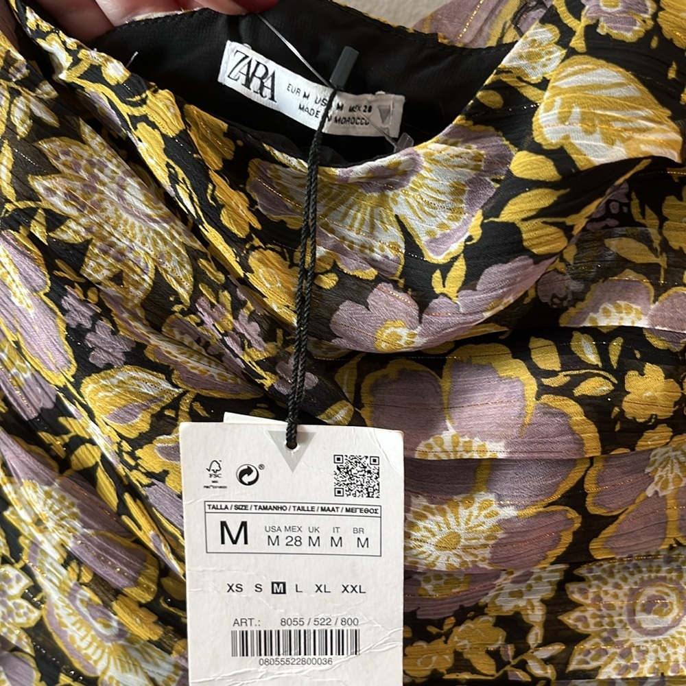 NWT - Zara One Shoulder Floral Dress - Size Medium sku#162 - Picture 4 of 7